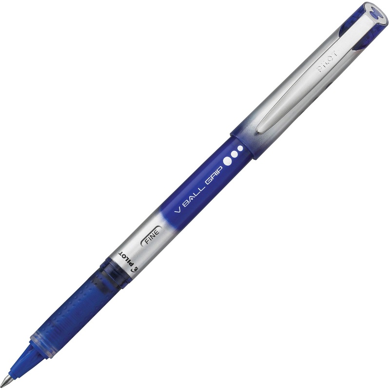 Pilot Vball Grip Liquid Ink Rollerball Pens – 0.7 mm Fine Pen Point – Blue Ink – 1 Dozen