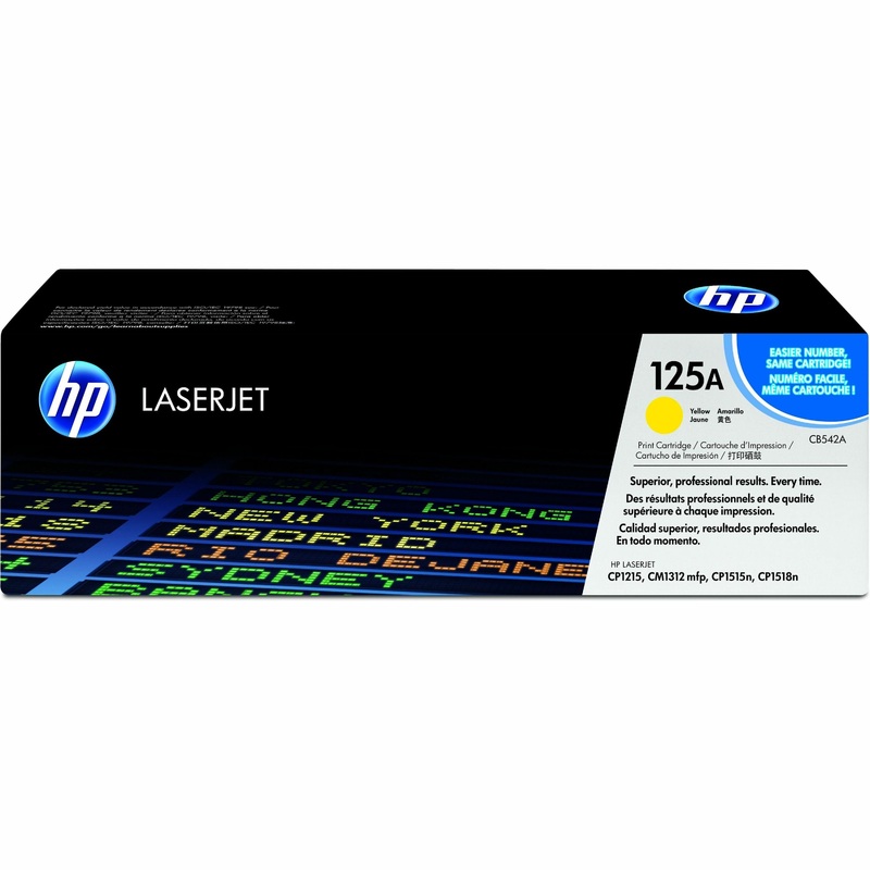 HP 125A (CB542A) Original Standard Yield Laser Toner Cartridge – Single Pack – Yellow – 1 Each – 1400 Pages