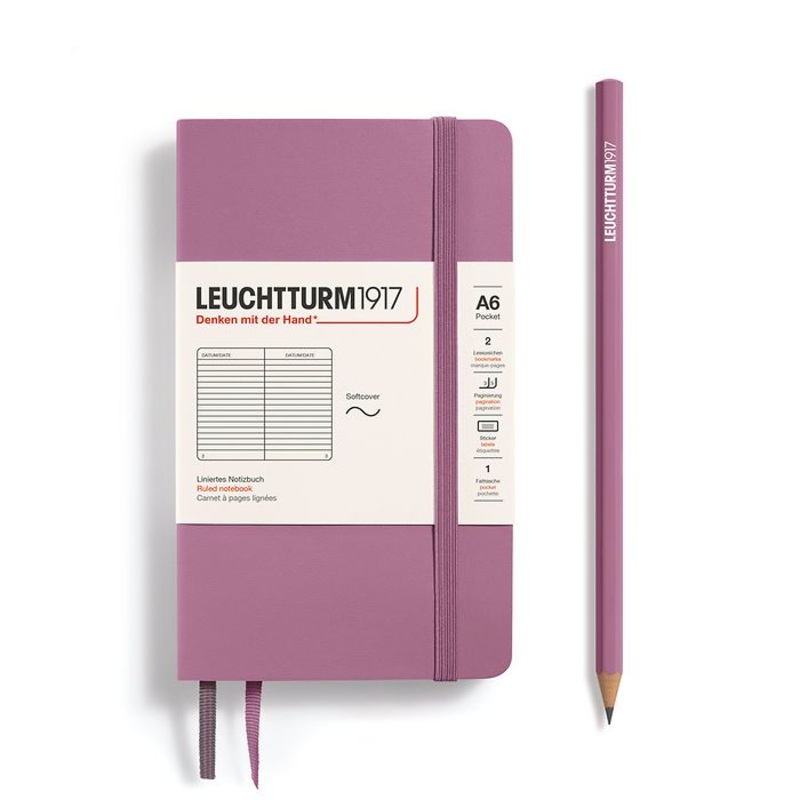 Leuchtturm1917 A6 Pocket Softcover Ruled Notebook – Dusty Rose