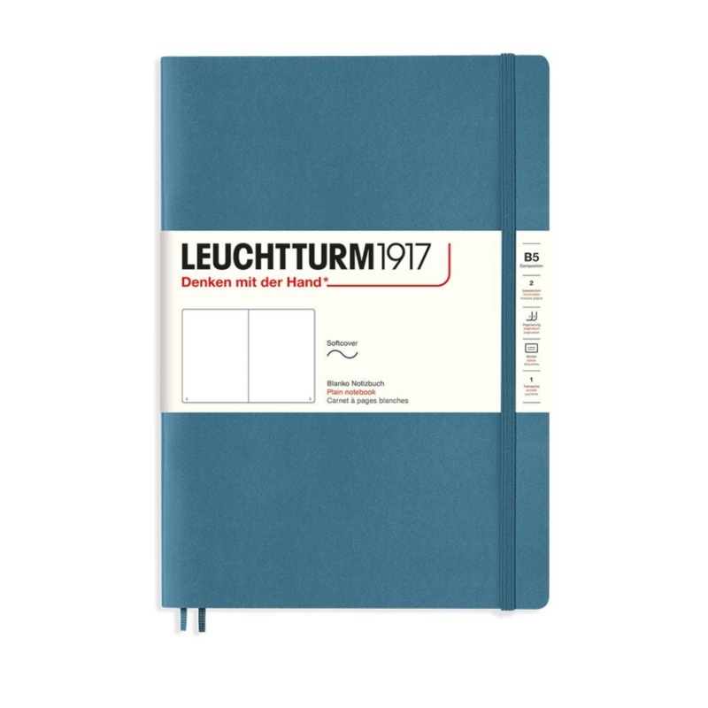 Leuchtturm1917 Composition B5 Softcover Plain Notebook – Stone Blue
