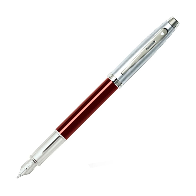 Sheaffer 100 Fountain Pen, Red Chrome  / Chrome Trim – Steel Nib Medium