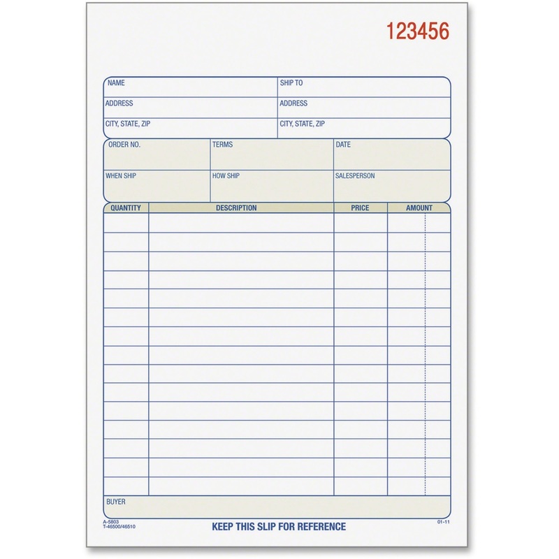 TOPS 3-part/15-item Sales Order Book – 50 Sheet(s) – 15 lb – 3 Part – Carbonless Copy – 7.94″ x 5.56″ Form Size – White, Canary, Pink – Blue Print Color – 1 Each