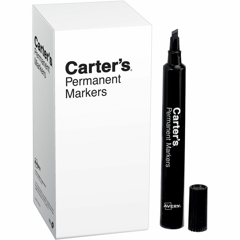 Carter’s Large Desk-Style Permanent Markers – 120.9675 mm Chisel Marker Point – Black Ink – 1 Dozen