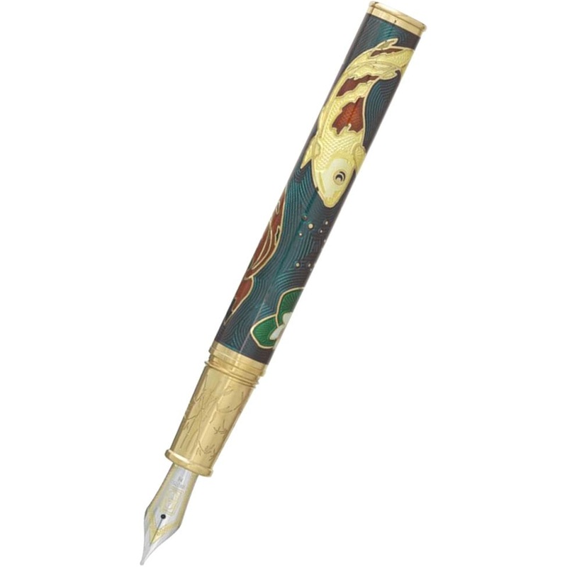David Oscarson Koi Hard Enamel Translucent Teal Fountain Pen Fine