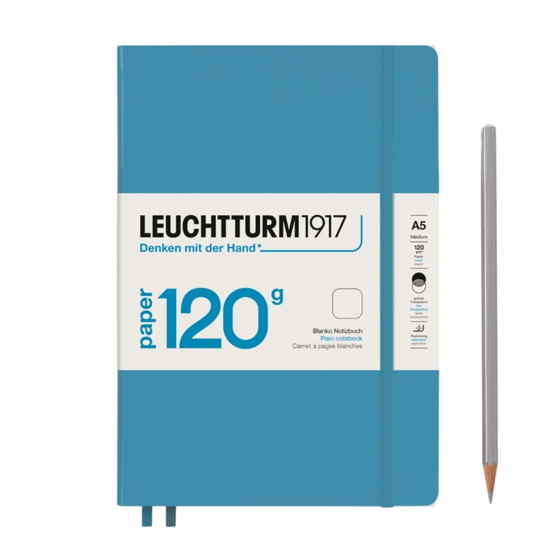 Leuchtturm1917 120G Edition A5 Medium Hardcover Notebook – Plain / Nordic Blue