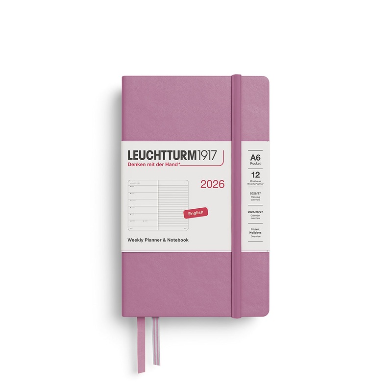 Leuchtturm1917 2026 A6 Pocket Weekly Planner and Notebook – Dusty Rose
