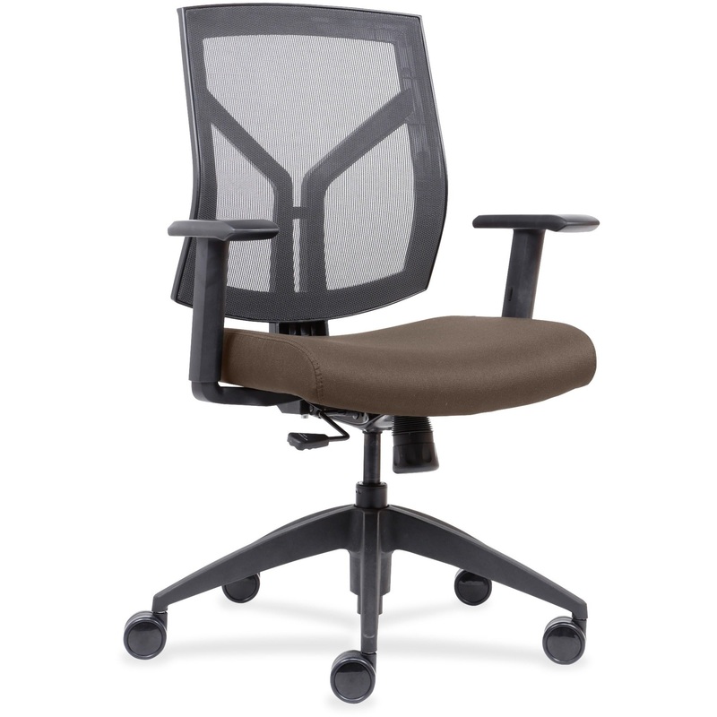 Lorell Mesh Mid-Back Office Chair – Beige Seat Color – Fabric, Foam Seat Material – Black Frame Color – Mid Back – 1 Each