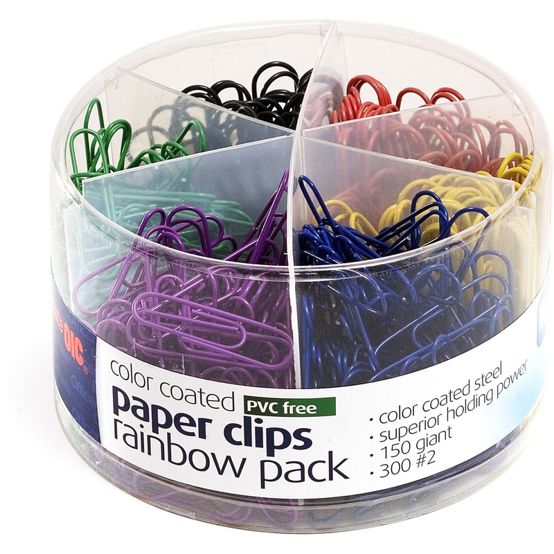 Officemate Coated Paper Clips – Jumbo – No. 2 – Assorted – 450 / Pack