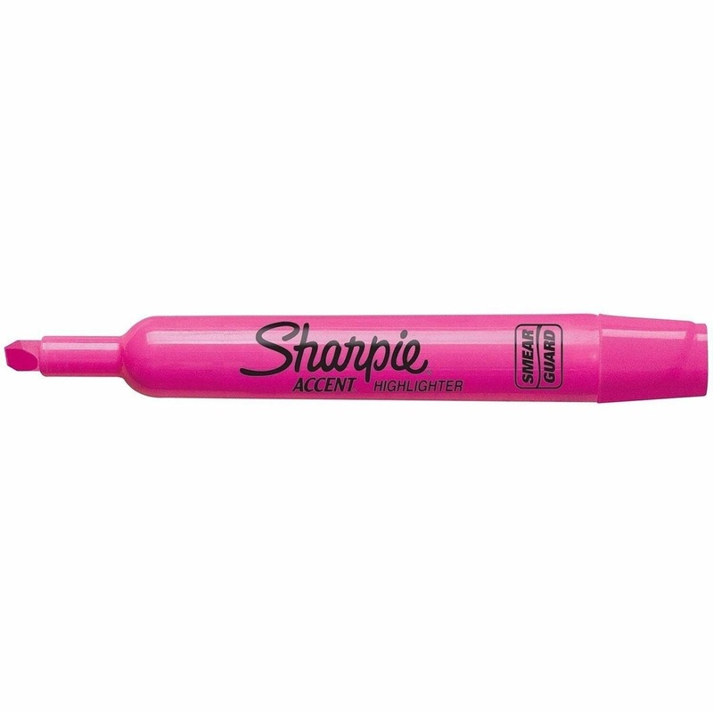 Sharpie SmearGuard Tank Style Highlighters – Chisel Marker Point – Fluorescent Pink Ink – 1 Each
