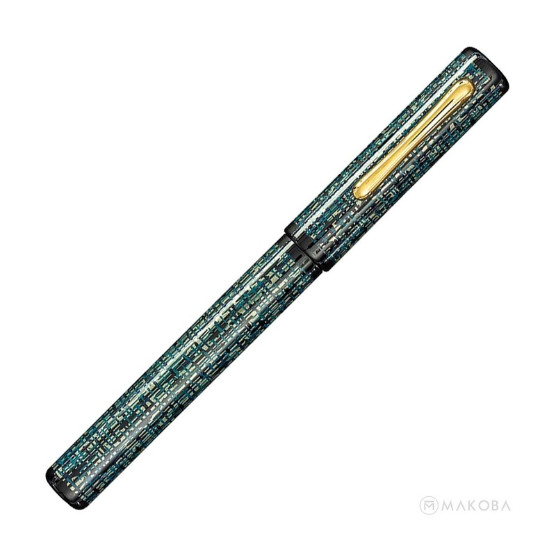 Taccia Tweed Limited Edition Fountain Pen, Turquoise Black – 14K Gold Nib Extra Fine