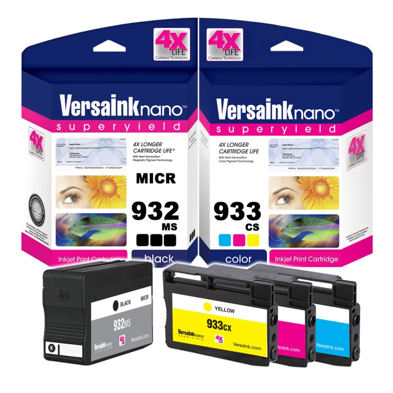 VersaInk-nano HP 932MS Black (MICR) & 933CS Tri-Color Value Combo