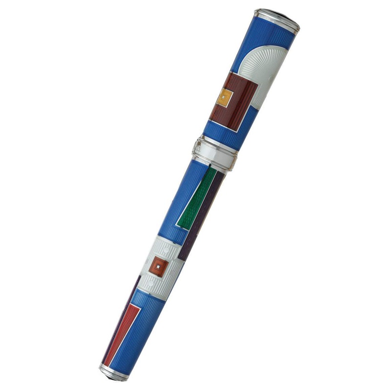 David Oscarson 15th Anniversary/American Art Deco Fountain Pen -Translucent Sapphire Fine