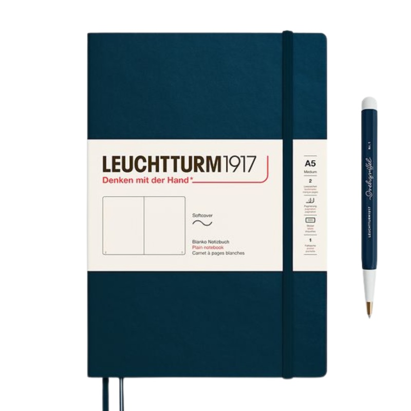Leuchtturm1917 A5 Medium Softcover Notebook – Plain / Deep Sea