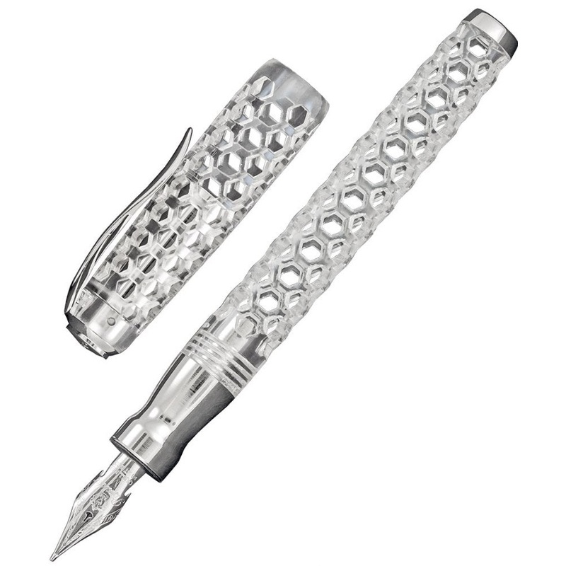 Pineider Limited Edition Honeycomb Fountain Pen, Sugar White Extra Fine