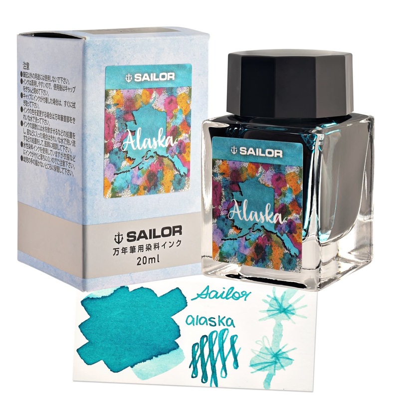 Sailor USA State Bottled Ink in Alaska (Turquoise) – 20 mL