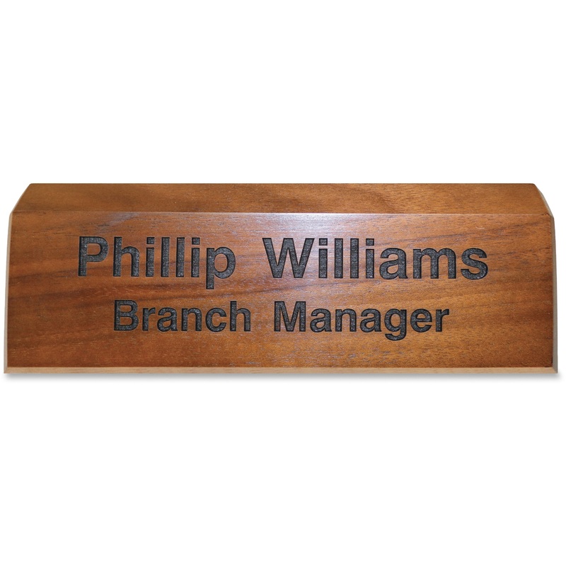 Xstamper Engraved Walnut Desk Sign – 8″ Width x 2″ Height – Engraved – Walnut Wood – 1 Each