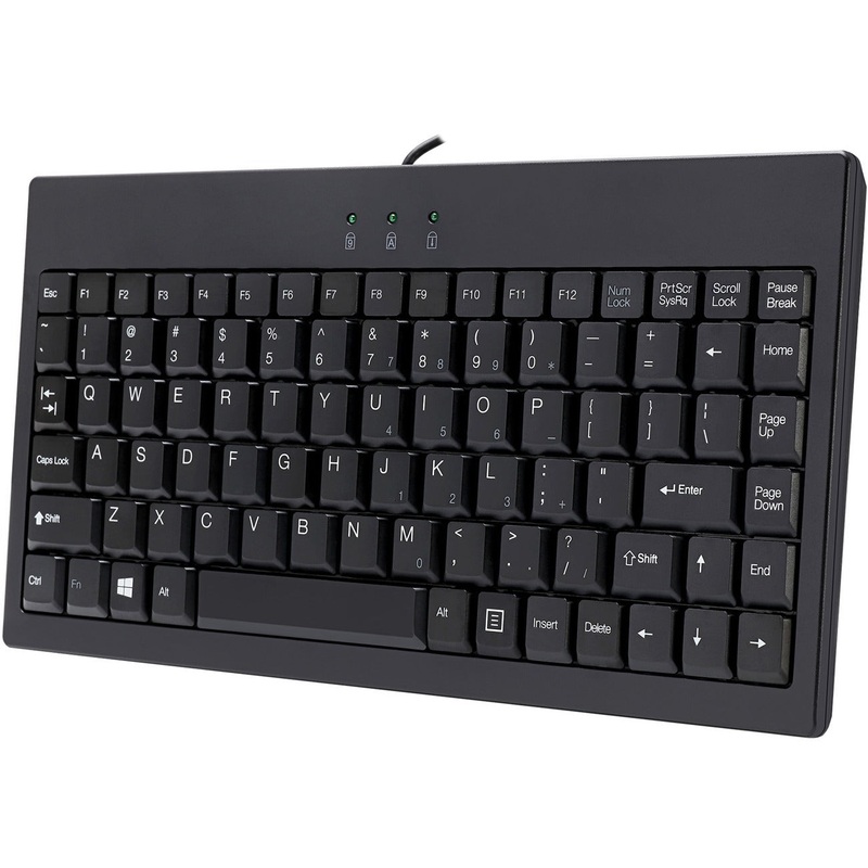 Adesso Mini Keyboard (Black) – Cable Connectivity – USB Interface – 87 Key(s) – Windows Key Hot Key(s) – Windows Vista, Windows 2000, Windows XP, Windows 10, Windows 8, Windows 7 – English, French – Point of Sale (POS), Desktop Computer, Notebook, Kiosk –