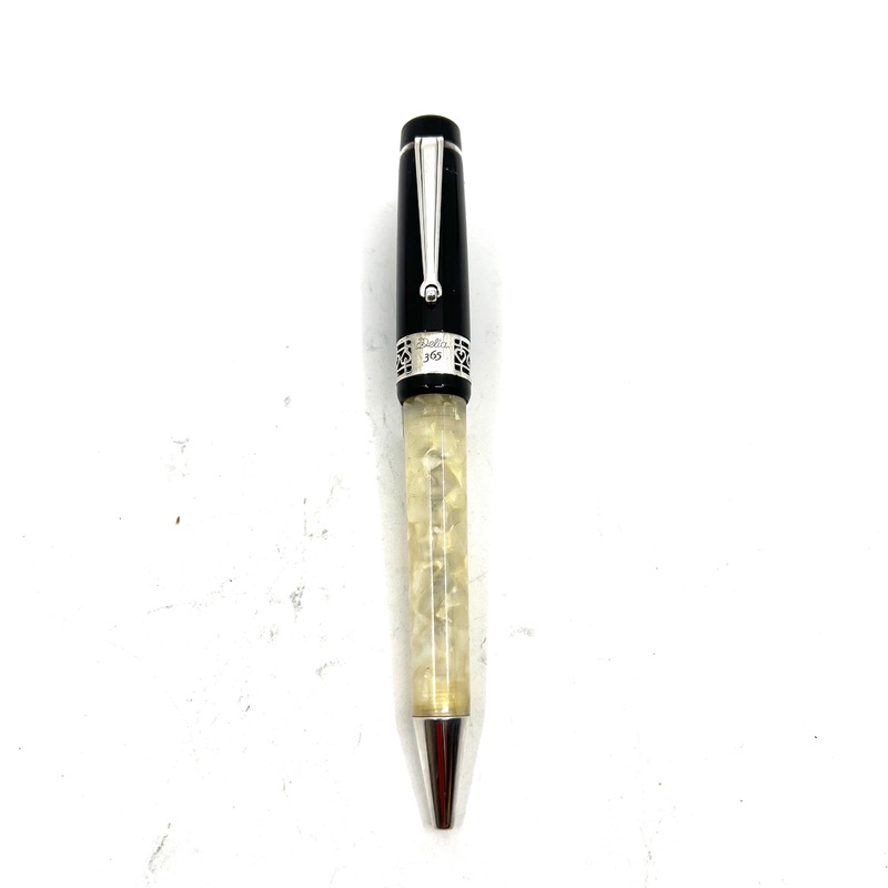 Delta #365 Ballpoint Pen – Lustrous White Marbled Barrel/Black  Cap