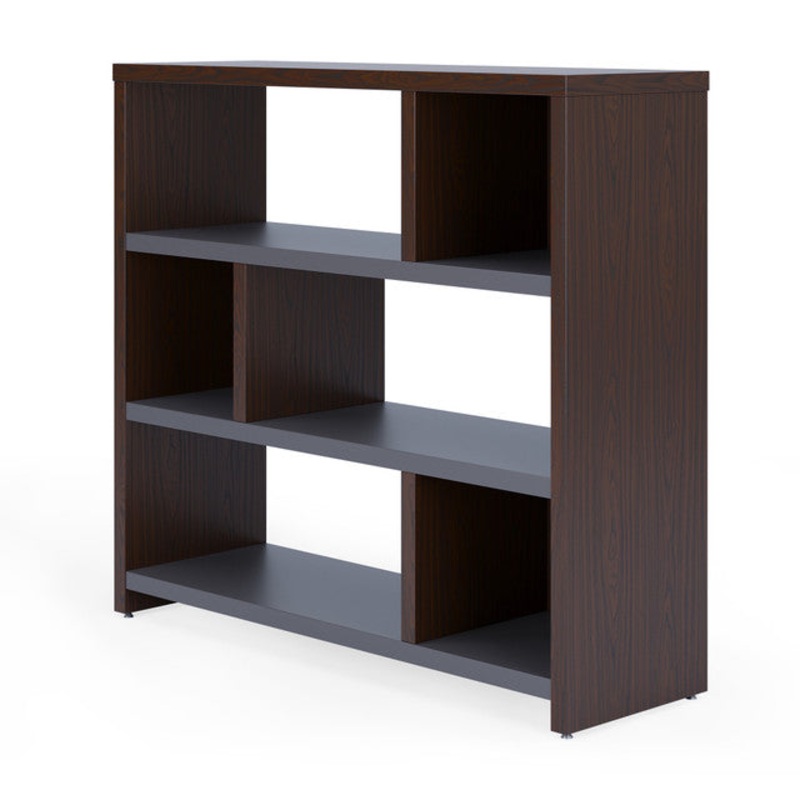 Lucca 3 Shelf Console Bookcase Walnut / Charcoal