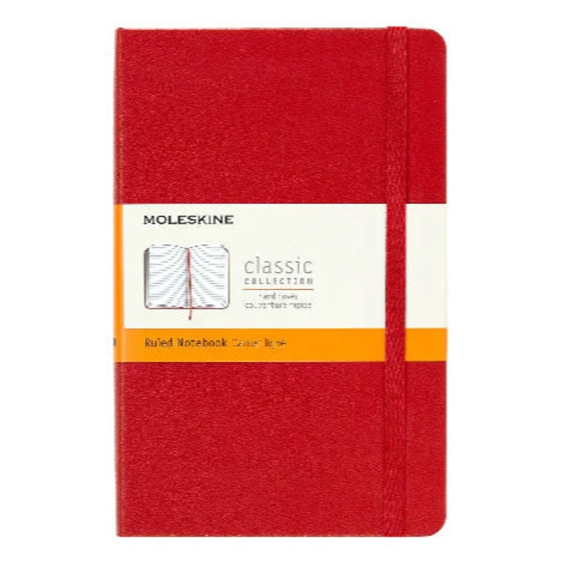 Moleskine Classic Colored Pocket Ruled Hardcover Notebook – Red