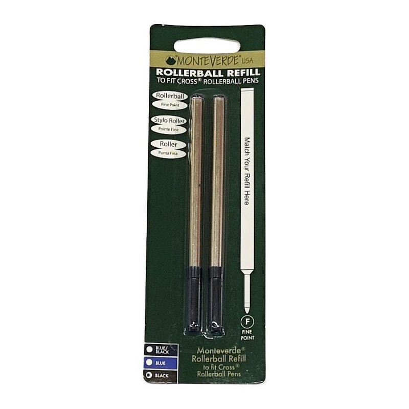 Monteverde Refill To Fit Cross Rollerball Pen, Pack of 2 Fine Point (0.5mm) Black