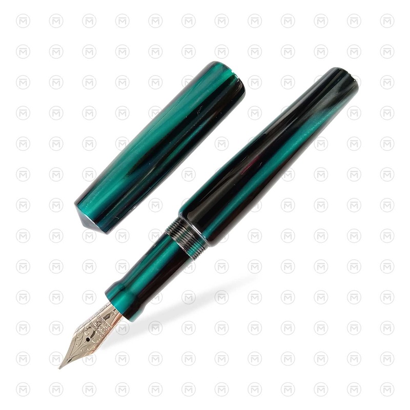 Ranga Abhimanyu Premium Acrylic Fountain Pen, Green Stripes – Steel Nib Extra Fine