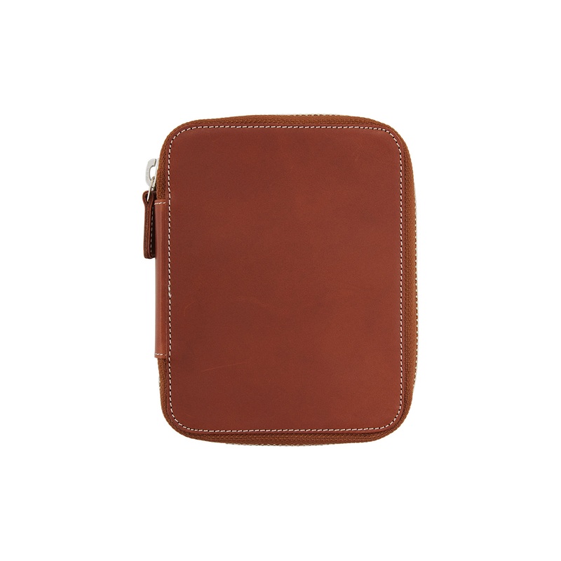 Galen Leather Zippered 10 Slot Pen Case – Brown