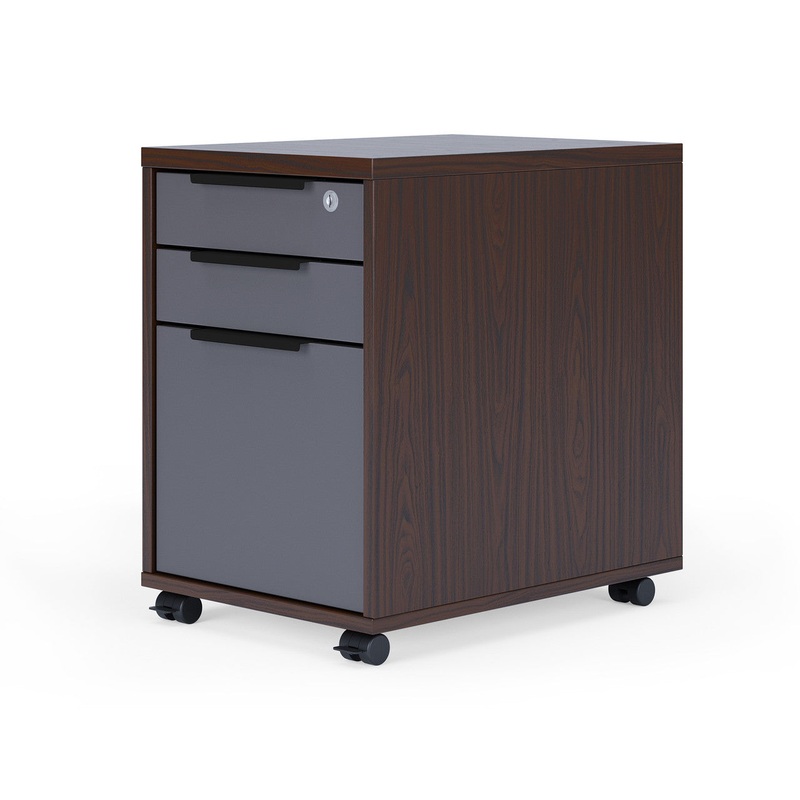 Lucca Mobile Pedestal – Box/File Walnut / Charcoal