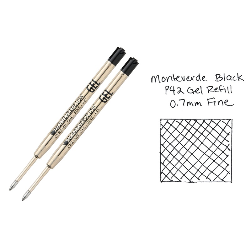 Monteverde Capless Gel P42 Rollerball Refills – Black, 0.7mm Fine (2-Pack)