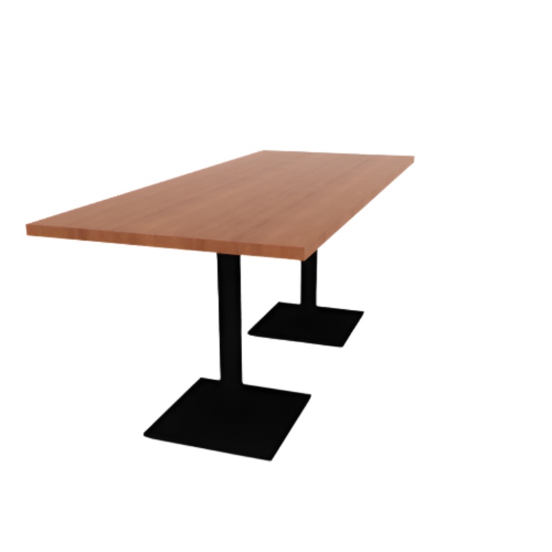 Proof 30″ x 72″ Rectangle Pedestal Cafe Table with Square Steel Base Pair HPL Top