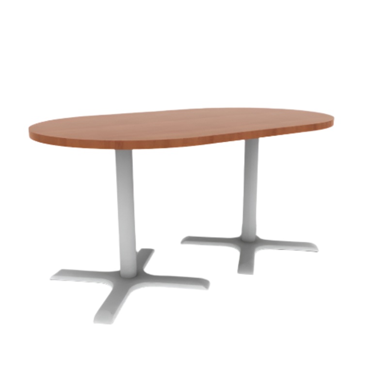 Proof 36″ x 60″ Racetrack Pedestal Cafe Table with X-Base Pair HPL Top