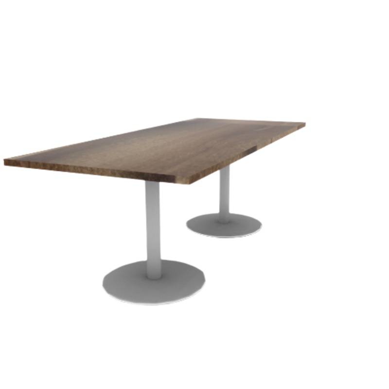 Proof 36″ x 84″ Rectangle Pedestal Cafe Table with Round Base Pair Solid Wood Top