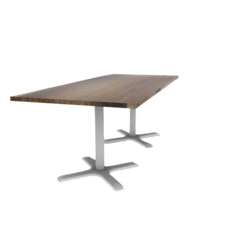 Proof 36″ x 84″ Rectangle Pedestal Cafe Table with X-Base Pair Solid Wood Top