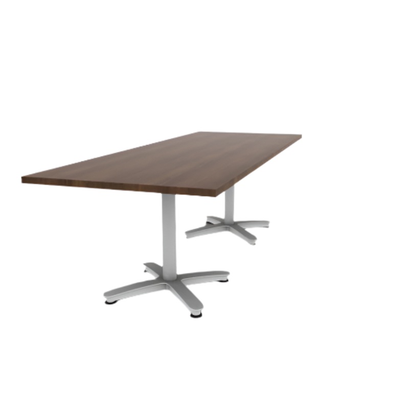 Proof 36″ x 96″ Rectangle Pedestal Cafe Table with Arched Base Pair HPL Top