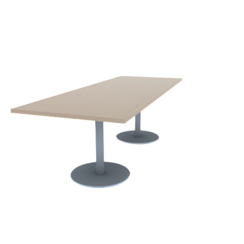 Proof 36″ x 96″ Rectangle Pedestal Cafe Table with Round Stainless Steel Base Pair HPL Top