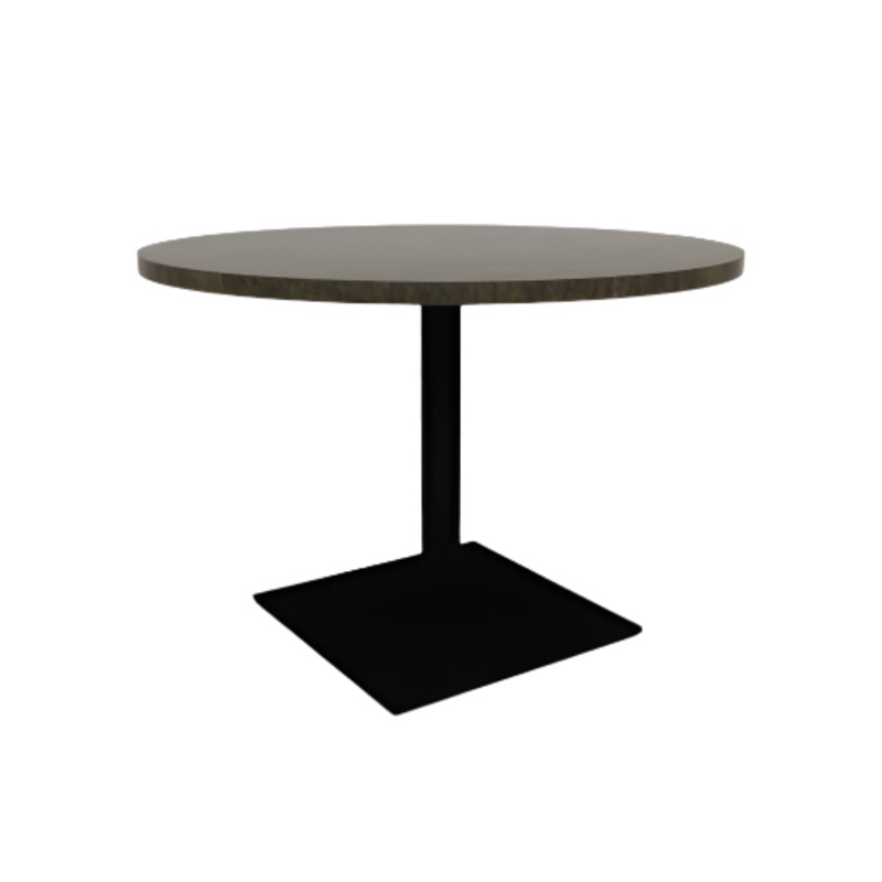 Proof 42″ Dia Round Pedestal Cafe Table with Square Steel Base Solid Wood Top