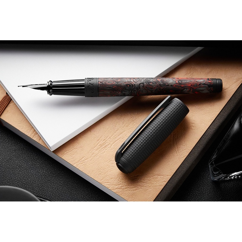 S.T. Dupont Line D Large Carbon Fountain Pen – Fiery Lava Extra-Fine
