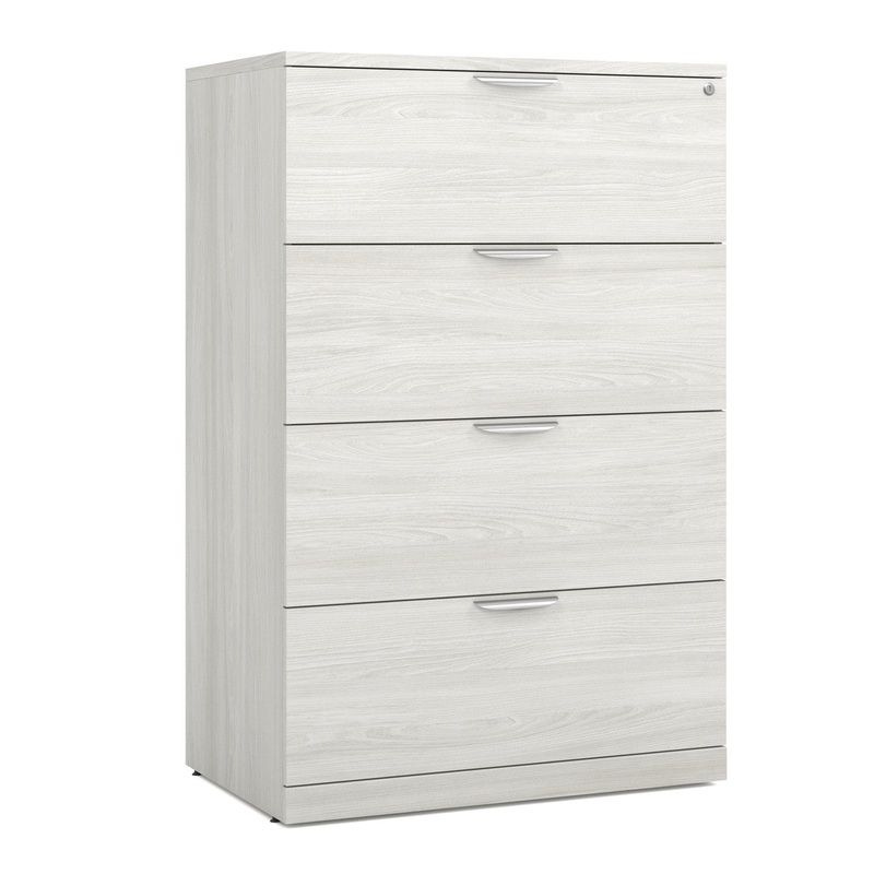 OS Laminate 4 Drawer Lateral File Cabinet Arcadia White