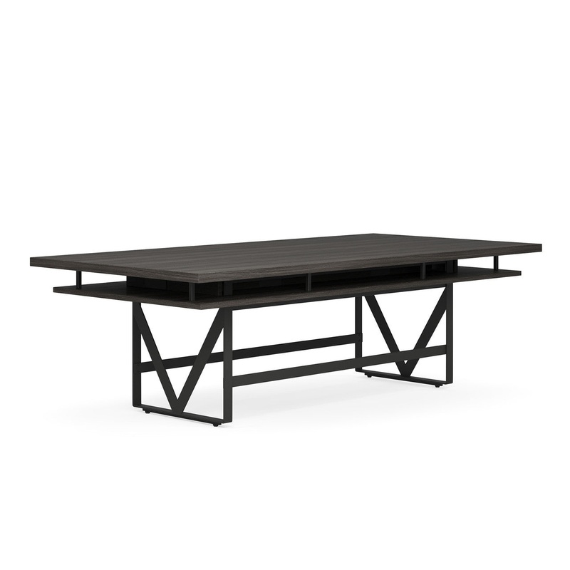 Palisades Standing Height Table – 96″W Gauntlet Gray