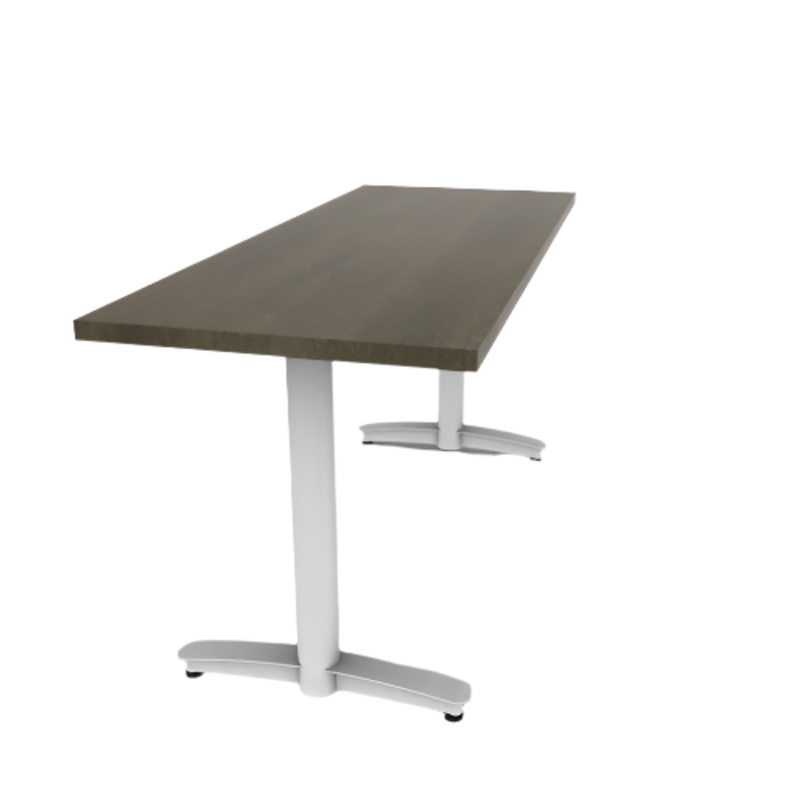 Proof 24″ x 60″ Rectangle Pedestal Cafe Table with Arched T-Legs Pair Solid Wood Top