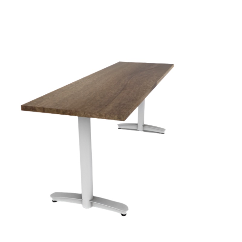 Proof 24″ x 72″ Rectangle Pedestal Cafe Table with Arched T-Legs Pair Solid Wood Top