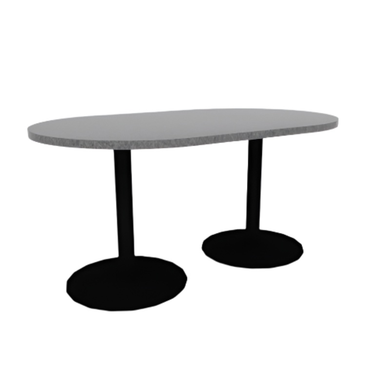Proof 36″ x 60″ Racetrack Pedestal Cafe Table with Round Base Pair HPL Top