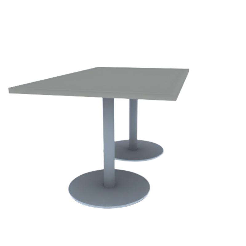 Proof 36″ x 60″ Rectangle Pedestal Cafe Table with Round Stainless Steel Base Pair HPL Top