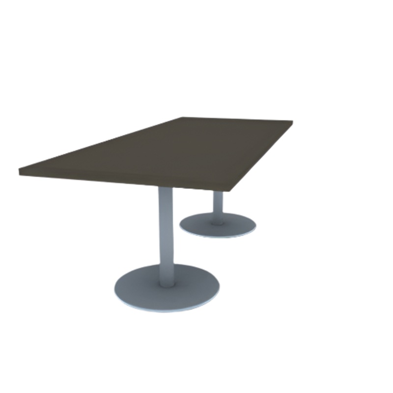 Proof 36″ x 84″ Rectangle Pedestal Cafe Table with Round Stainless Steel Base Pair HPL Top