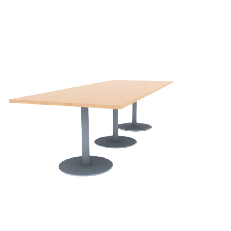 Proof 42″ x 108″ Rectangle Pedestal Cafe Table with Round Stainless Steel Base Set of 3 HPL Top