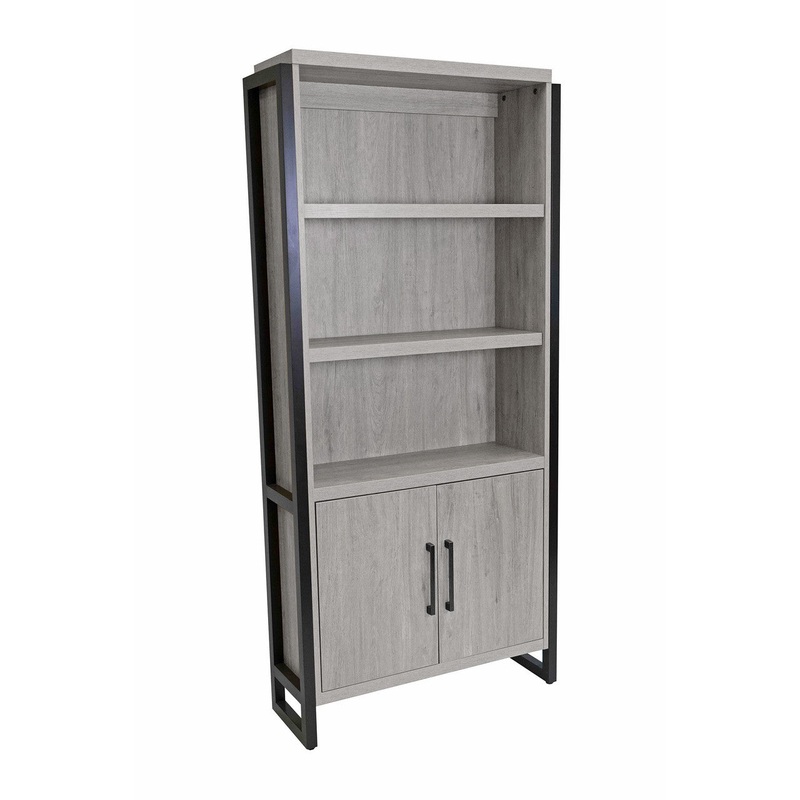 Artisan 4 Shelf Bookcase with Doors Cement