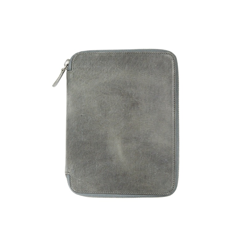 Galen Leather Zippered A5 Notebook Folio – Crazy Horse Smoky