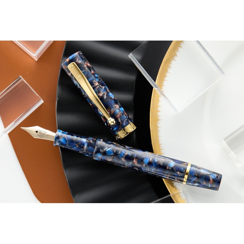 Magna Carta Mag 600 Piston Fountain Pen – Golden Blue (Special Edition) 14k Flex