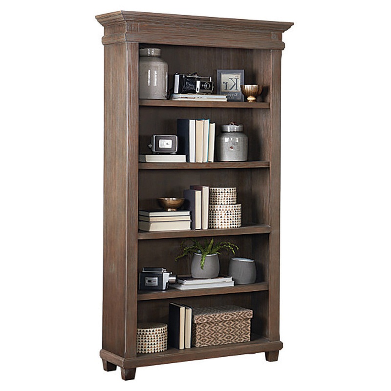 Monroe 76″H Open 5 Shelf Bookcase Weathered Dove Gray