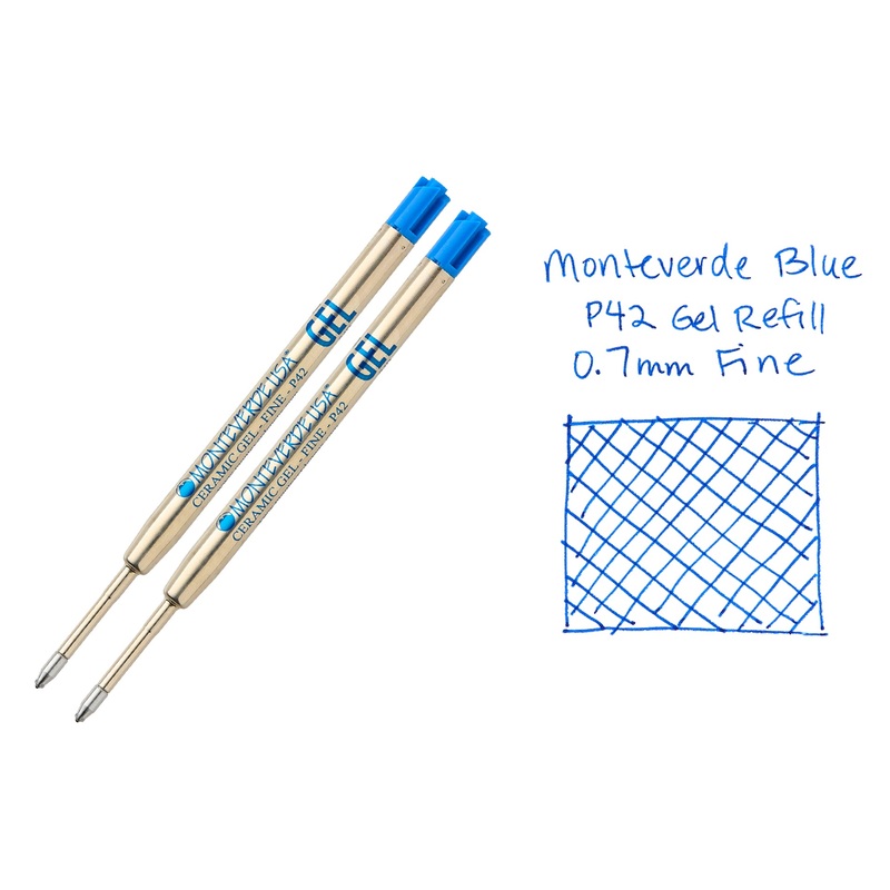 Monteverde Capless Gel P42 Rollerball Refills – Blue, 0.7mm Fine (2-Pack)